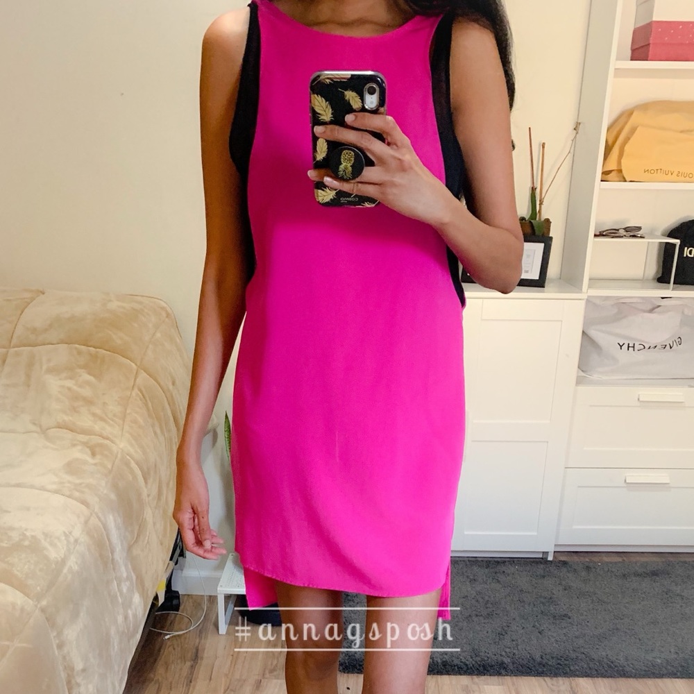 Lush Pink Mesh Mini Dress